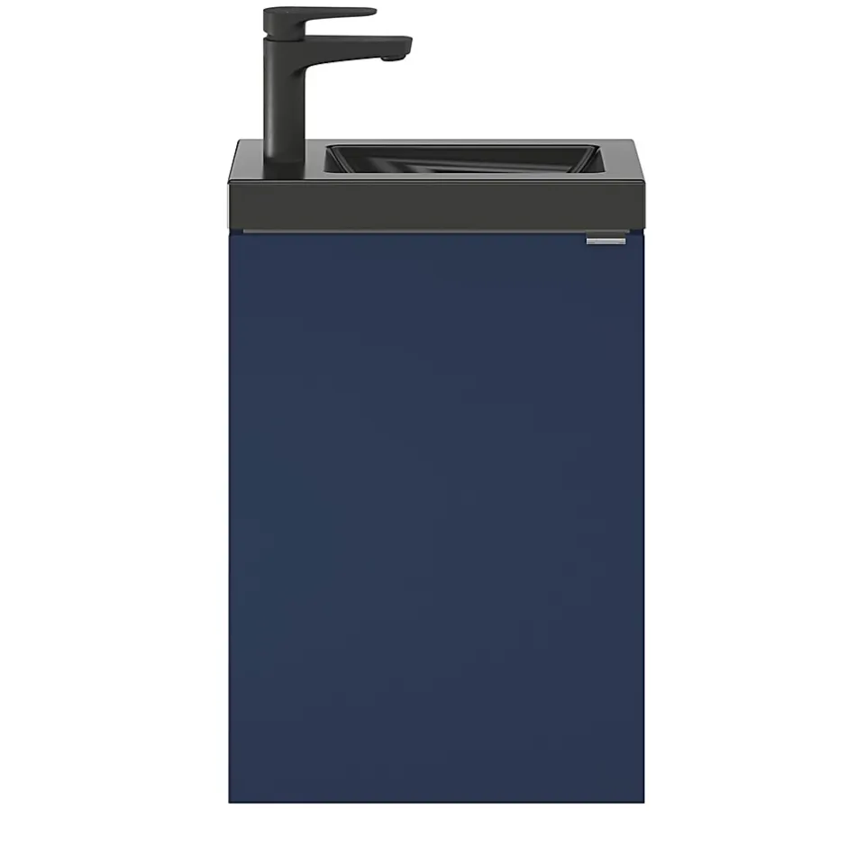 GoodHome Lave mains céramique l.45 cm, noir, Nira* Plan Vasque Lave-Mains