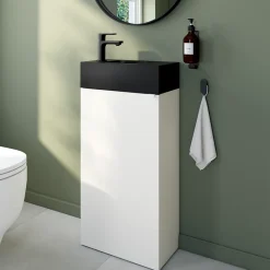 GoodHome Lave mains céramique l.45 cm, noir, Nira* Plan Vasque Lave-Mains