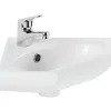 Sanindusa Lave mains d'angle mural céramique traditionnelle 36x36 Sado blanc (robinet non inclus)