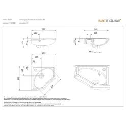 Sanindusa Lave mains d'angle mural céramique traditionnelle 36x36 Sado blanc (robinet non inclus)