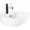 Sanindusa Lave mains d'angle mural céramique traditionnelle Look 45x45 blanc (robinet et vidage non inclus)* Lavabo