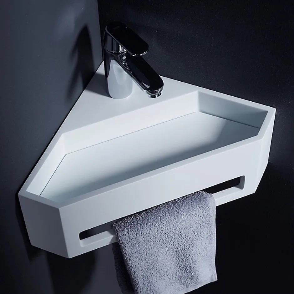 Planète Bain Lave mains d'angle scala pour wc en solid surface