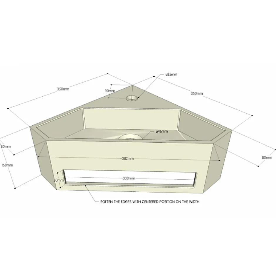 Planète Bain Lave mains d'angle scala pour wc en solid surface