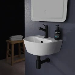 Planète Bain Lave mains en céramique à suspendre 35.5 cm avec trop plein - Lester