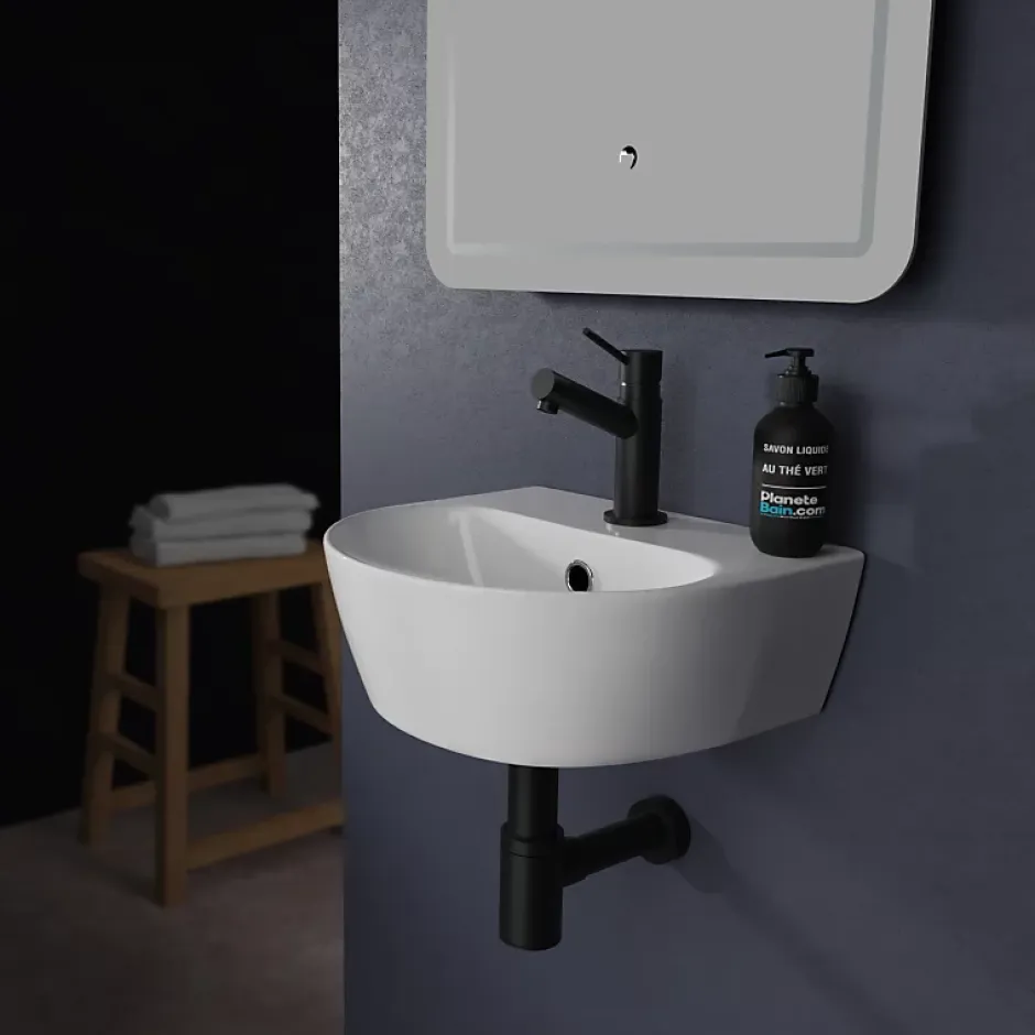Planète Bain Lave mains en céramique à suspendre 35.5 cm avec trop plein - Lester