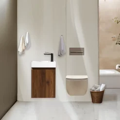 Jindoli Lave-main 40 cm noyer Aquastretto* Plan Vasque Lave-Mains