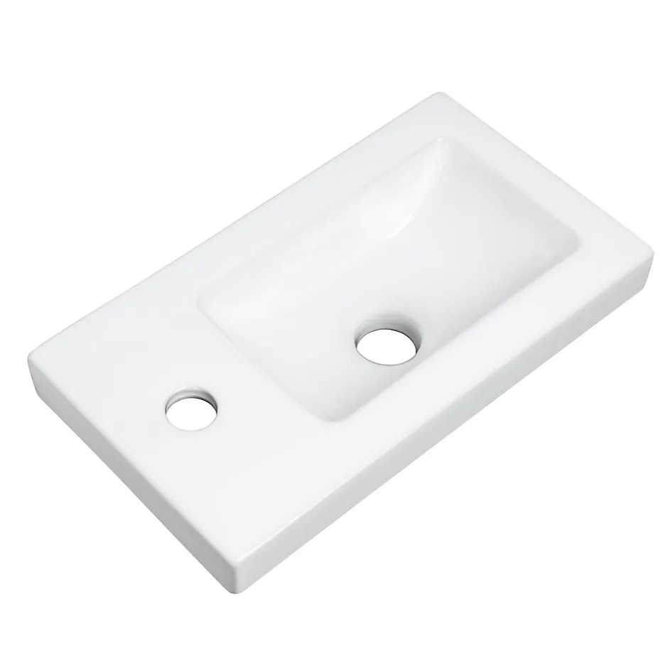 Bain-Bain Lave-main Prémonté Bois 40Cm + Vasque céramique Blanche BILY -