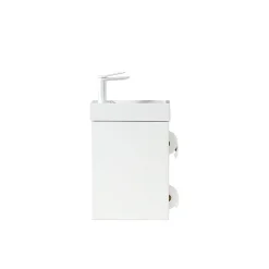 Jindoli Lave-main salle de bain Aquaba 40 cm finition blanc laqué* Plan Vasque Lave-Mains