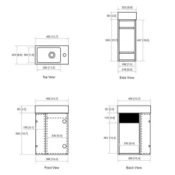 Jindoli Lave-main salle de bain Aquaba 40 cm finition blanc laqué* Plan Vasque Lave-Mains