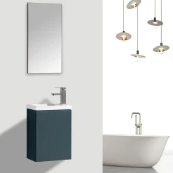 Jindoli Lave-main salle de bain Aquarino 40 cm finition vert foncé* Plan Vasque Lave-Mains