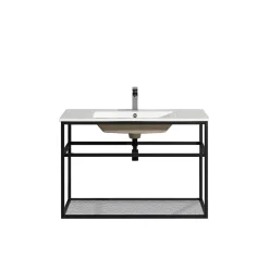 Jindoli Lave-main salle de bain Aquafredo 90 cm finition métal noir* Plan Vasque Lave-Mains