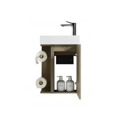 Jindoli Lave-main salle de bain Aquaba 40 cm finition chêne brun* Plan Vasque Lave-Mains