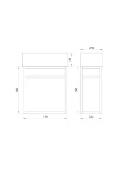 Jindoli Lave-main salle de bain Aquafredo 50 cm finition métal noir