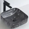 Bernstein Lave-mains à poser céramique KW6134, 38,5 x 38,5 x 13,5 cm, Aspect marbre noir mat, Avec cache chrome
