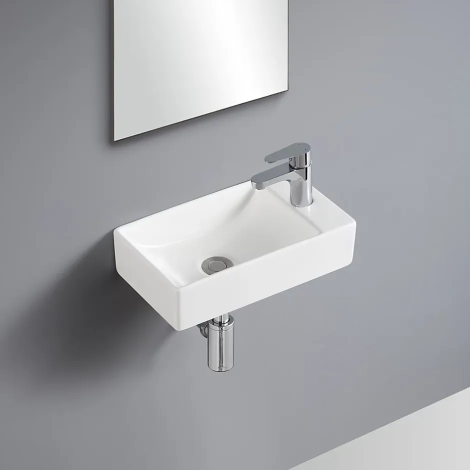 Homesight Lave-mains à suspendre en céramique rectangulaire blanc Savy* Lavabo