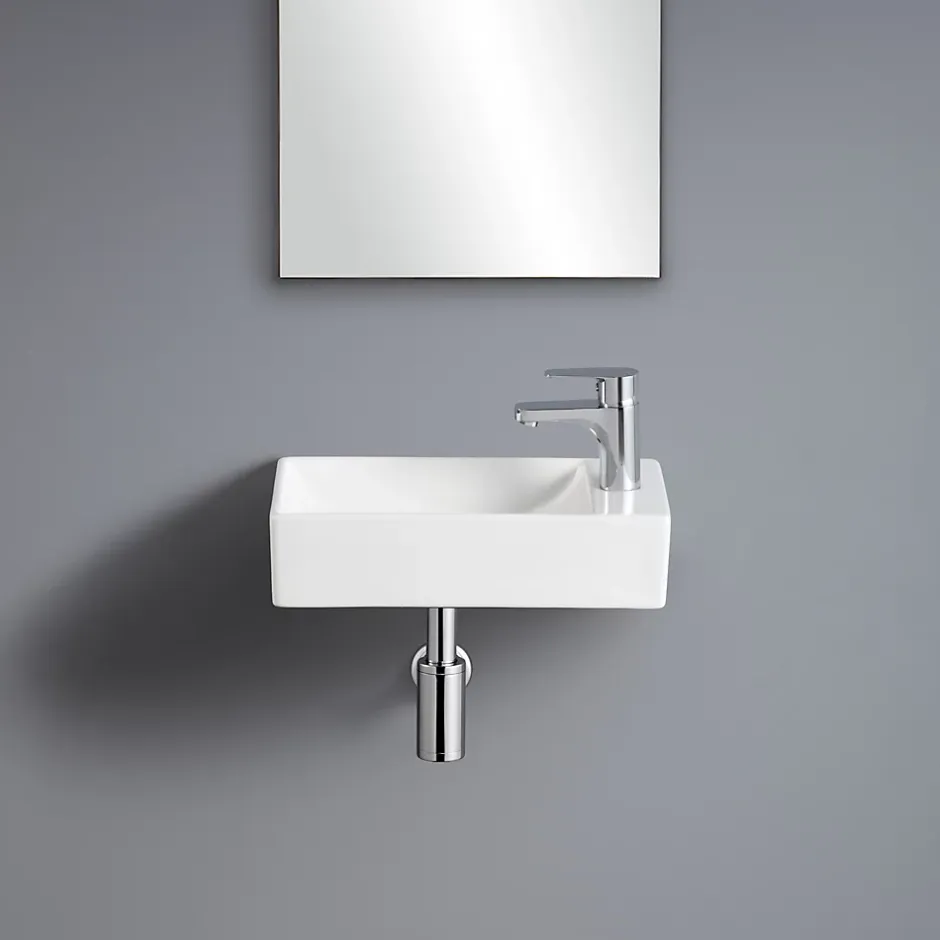 Homesight Lave-mains à suspendre en céramique rectangulaire blanc Savy* Lavabo