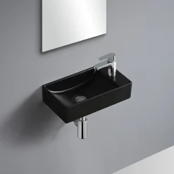 Homesight Lave-mains à suspendre en céramique rectangulaire noir Savy
