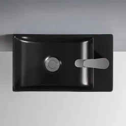 Homesight Lave-mains à suspendre en céramique rectangulaire noir Savy