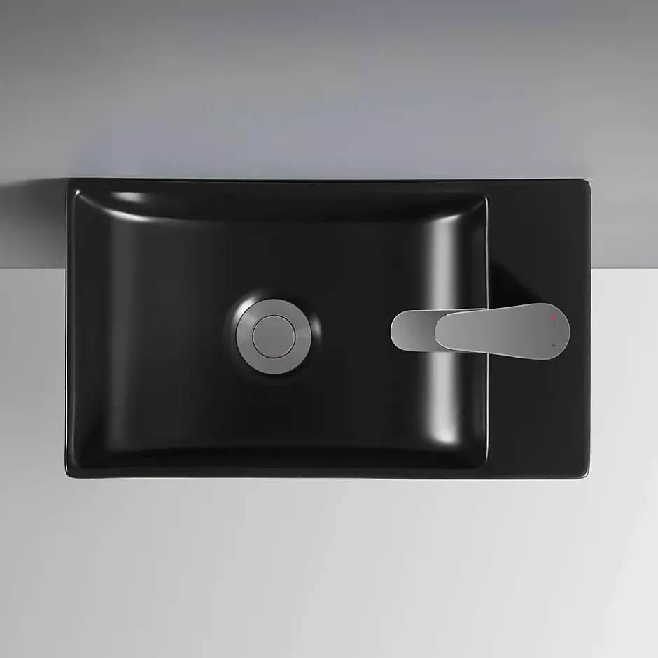 Homesight Lave-mains à suspendre en céramique rectangulaire noir Savy