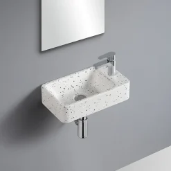 Homesight Lave-mains à suspendre en céramique rectangulaire terrazzo Savy* Lavabo