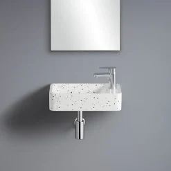 Homesight Lave-mains à suspendre en céramique rectangulaire terrazzo Savy* Lavabo
