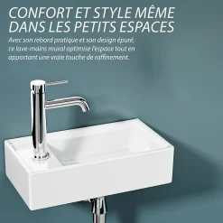 Dileci Lave-mains avec rebord sortie gauche (41,5x22x10cm) -