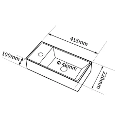 Dileci Lave-mains avec rebord sortie gauche (41,5x22x10cm) -