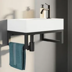 Aquarine Lave-mains blanc mat avec support noir - CAMDEM PACK - Lave-mains blanc avec support* Lavabo