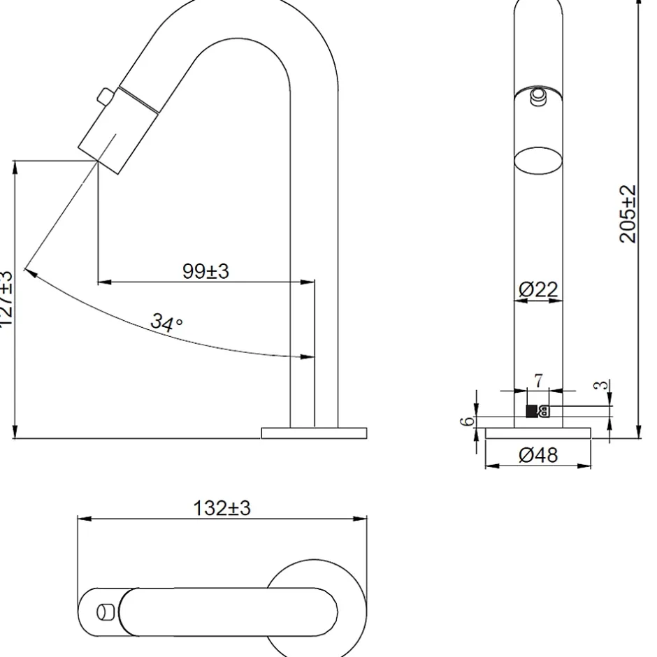 Essebagno Lave-mains cuivre brossé eau froide Indus* Robinet Lave-Mains
