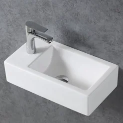 Bernstein Lave-mains en céramique sanitaire KW302 - 45,5x25x12cm - blanc brillant Avec cache blanc brillant, Rangement gauche