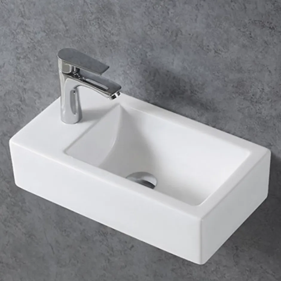 Bernstein Lave-mains en céramique sanitaire KW302 - 45,5x25x12cm - blanc brillant Avec cache blanc brillant, Rangement gauche
