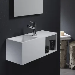Planète Bain Lave-mains en solid surface Arezzo 54x20 cm avec espace de rangement