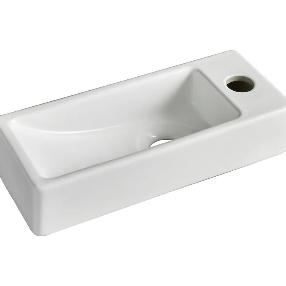 Planète Bain Lave-mains gain de place à suspendre 37 x 15 cm - robinet à droite - Longine* Lavabo