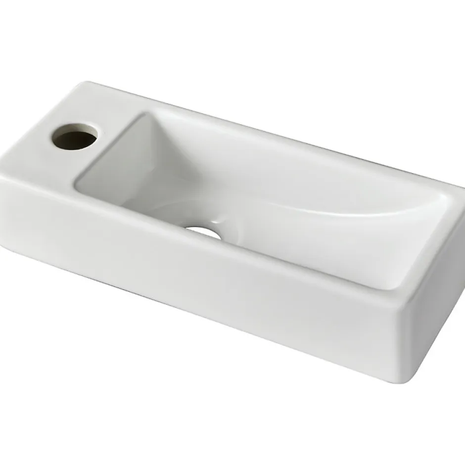 Planète Bain Lave-mains gain de place à suspendre 37 x 15 cm - robinet à gauche - Longine* Lavabo