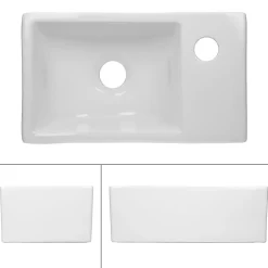 ECD Germany Lave-mains lavabo vasque salle de bain ceramique rectangulaire blanc 350x205mm