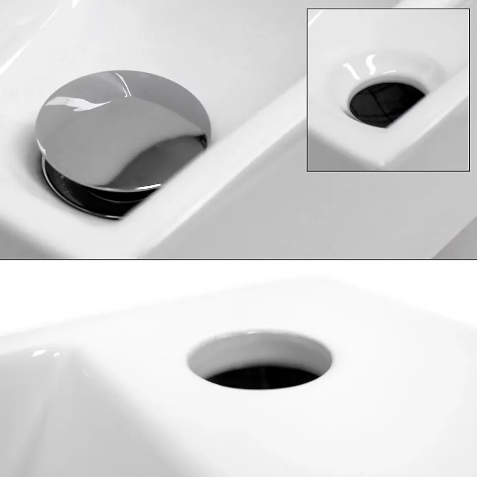 ECD Germany Lave-mains lavabo vasque salle de bain ceramique rectangulaire blanc 350x205mm