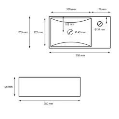 ECD Germany Lave-mains lavabo vasque salle de bain ceramique rectangulaire blanc 350x205mm