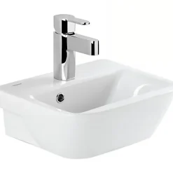 Sanindusa Lave-mains mural céramique traditionnelle Look 36x30 blanc (robinet et vidage non inclus)