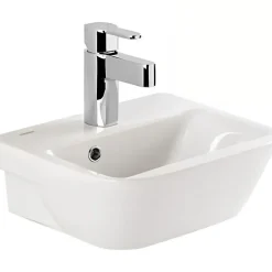 Sanindusa Lave-mains mural céramique traditionnelle Look 36x30 blanc (robinet et vidage non inclus)