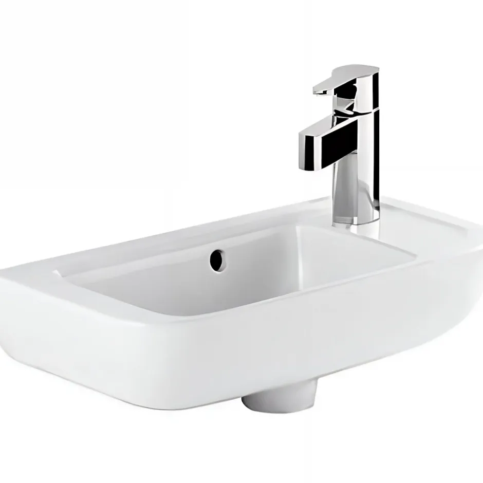 Sanindusa Lave-mains porcelaine vitrifiée mural 50x23 Look blanc