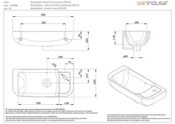 Sanindusa Lave-mains porcelaine vitrifiée mural 50x23 Look blanc