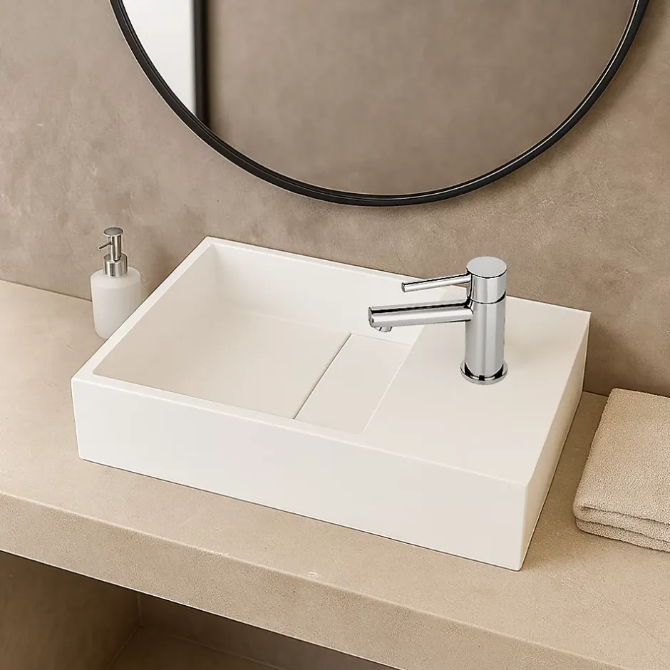 Ambra Lave-mains salle de bain suspendu 35 cm en Solide surface - Manita D* Lavabo