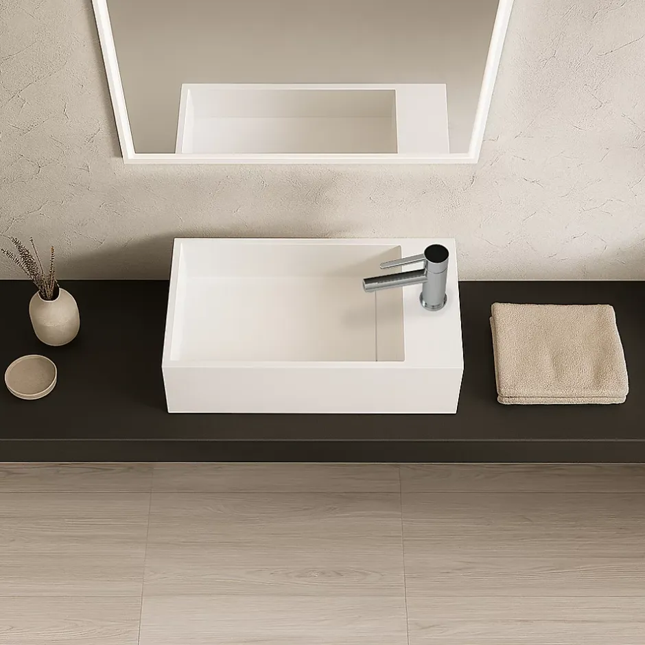 Ambra Lave-mains salle de bain suspendu 35 cm en Solide surface - Manita D* Lavabo