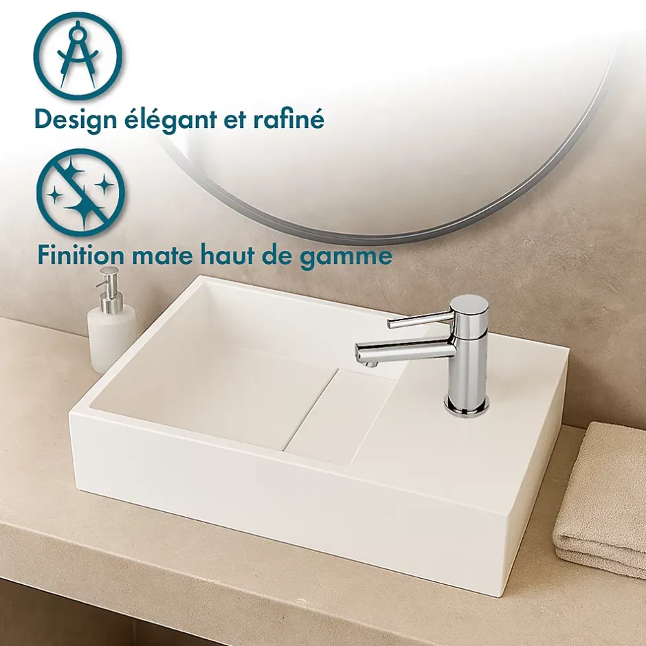 Ambra Lave-mains salle de bain suspendu 35 cm en Solide surface - Manita D* Lavabo