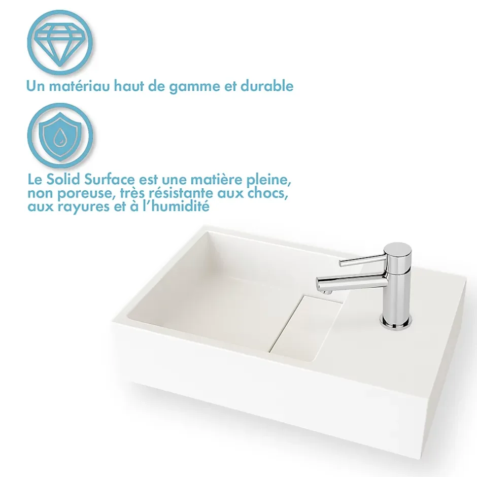 Ambra Lave-mains salle de bain suspendu 35 cm en Solide surface - Manita D* Lavabo