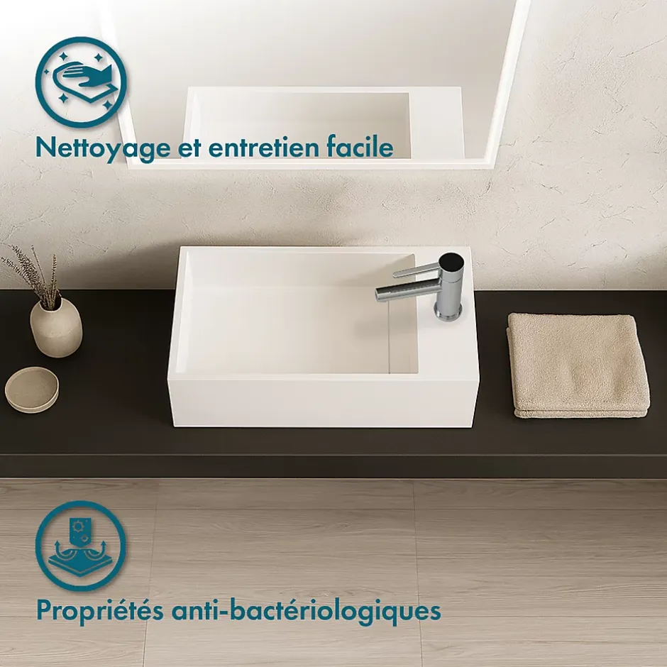 Ambra Lave-mains salle de bain suspendu 35 cm en Solide surface - Manita D* Lavabo