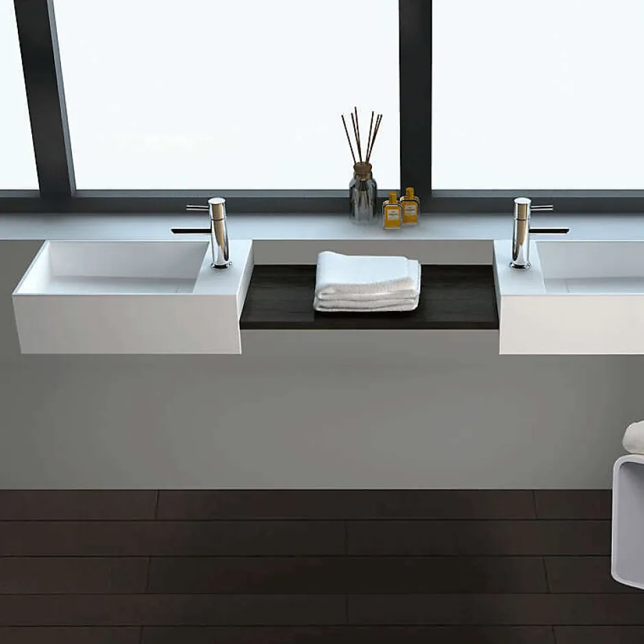 Ambra Lave-mains salle de bain suspendu 35 cm en Solide surface - Manita D* Lavabo