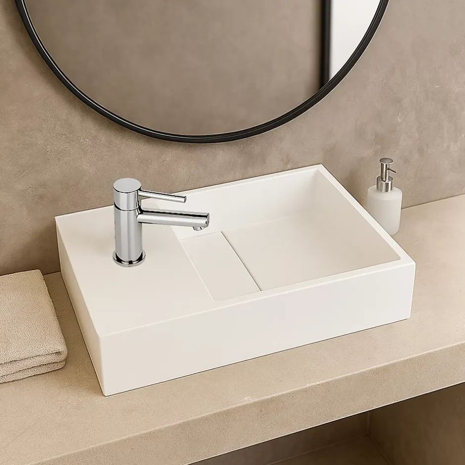 Ambra Lave-mains salle de bain suspendu 35 cm en Solide surface - Manita G* Lavabo