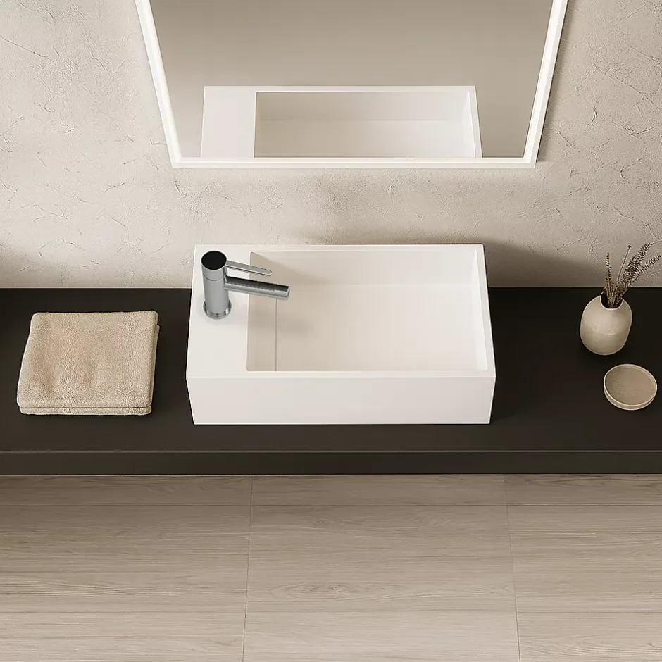 Ambra Lave-mains salle de bain suspendu 35 cm en Solide surface - Manita G* Lavabo