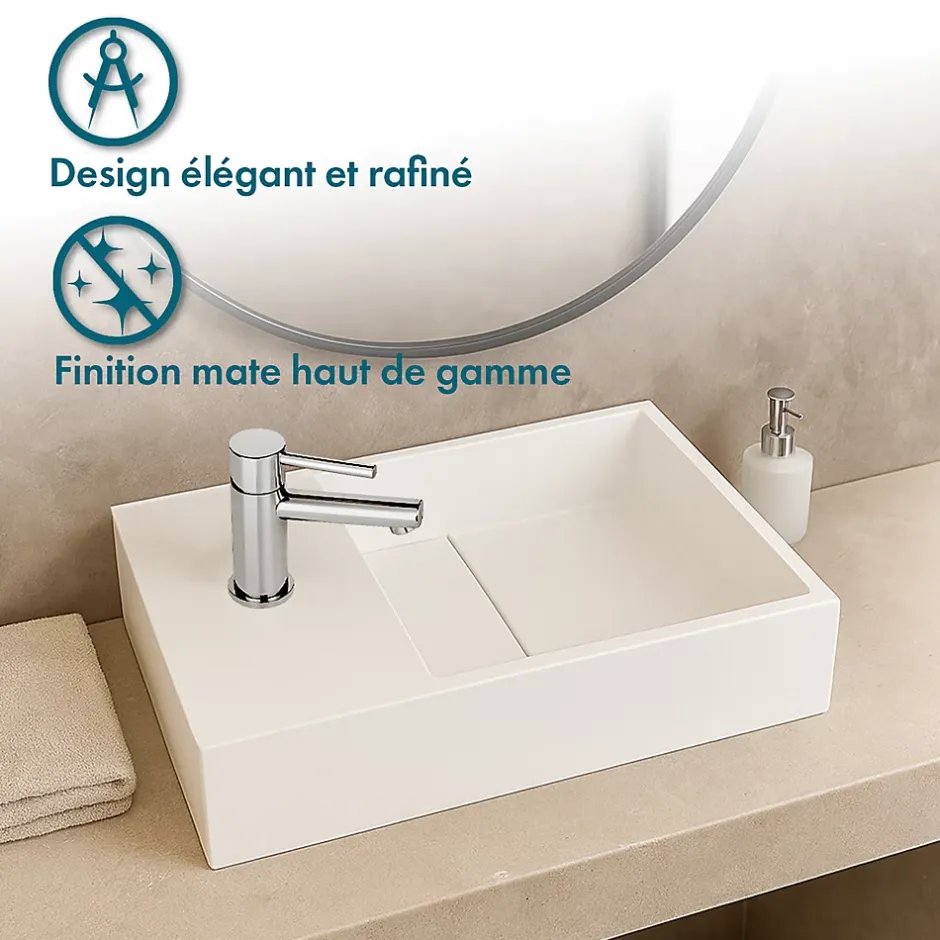 Ambra Lave-mains salle de bain suspendu 35 cm en Solide surface - Manita G* Lavabo